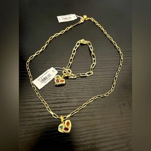 NWT Kendra Scott Penny Gold Heart Chain Multi Mix Set